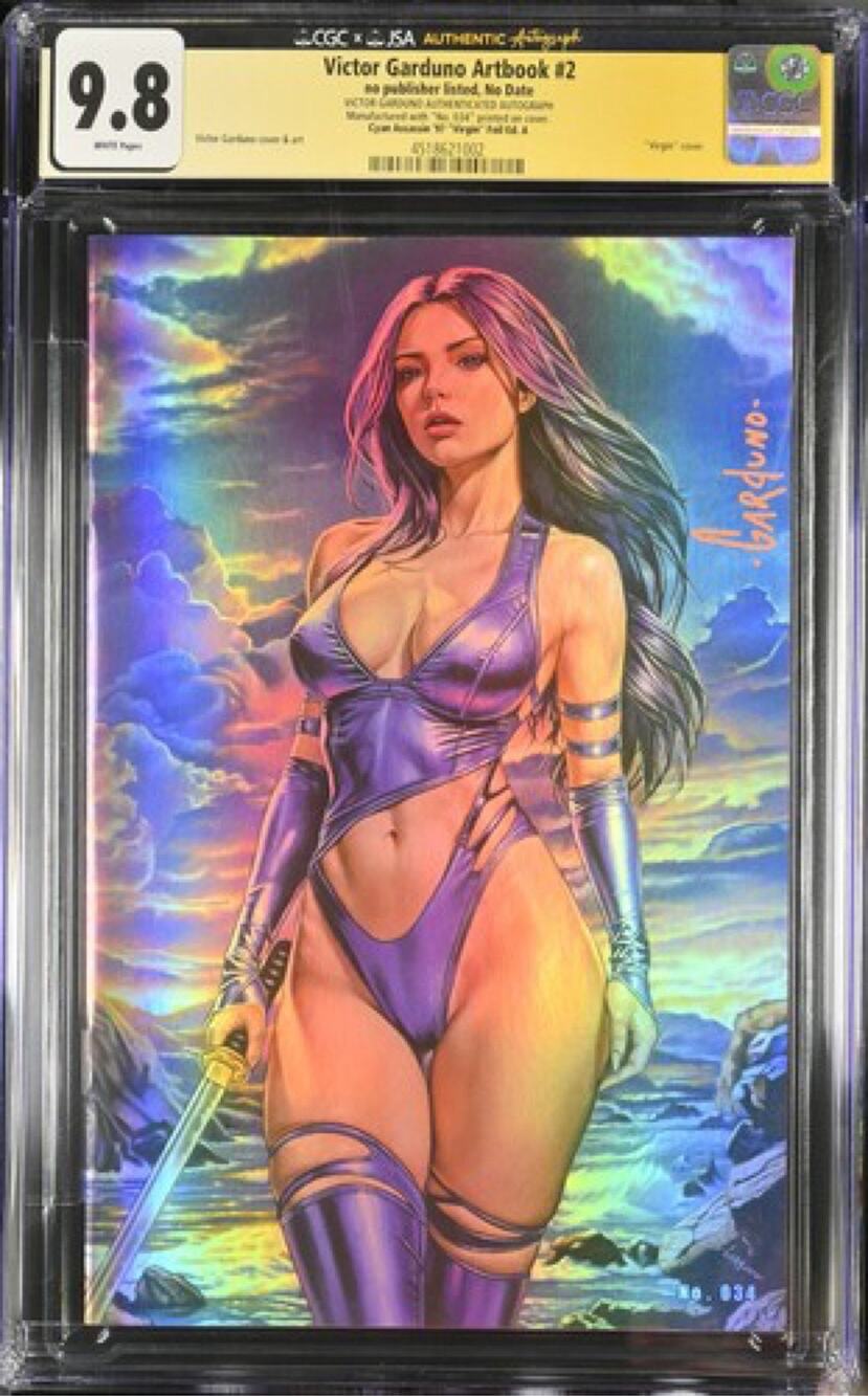 Victor Garduno Artbook #2 CGC 9.8 SS Psylocke Cyan Assassin Foil Signed